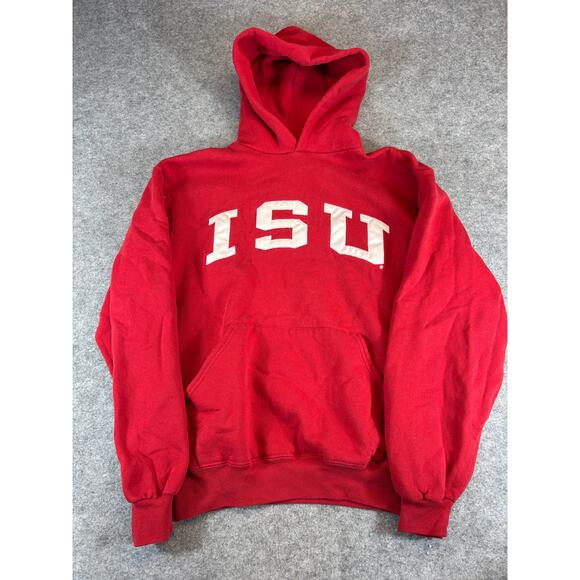 Vintage 90s Iowa State Cyclones Hoodie Mens Medium Red Russell Athletic NCAA - Picture 1 of 6